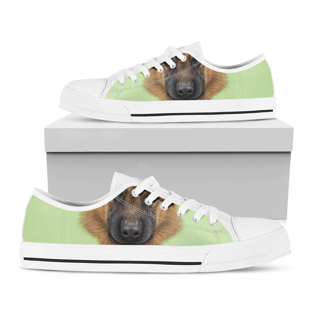 German Shepherd Dog Portrait Print White Low Top Shoes