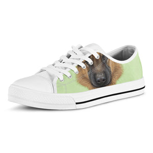 German Shepherd Dog Portrait Print White Low Top Shoes