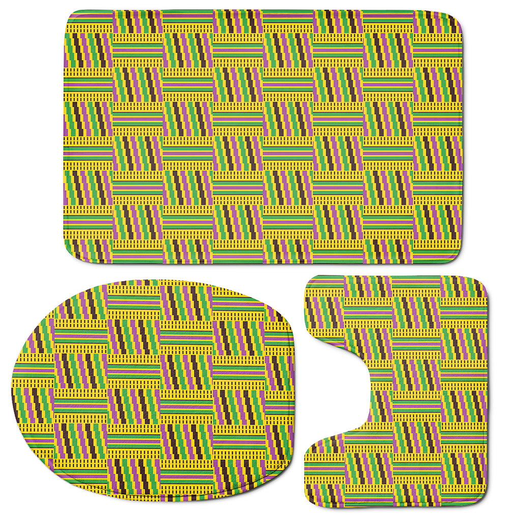 Ghana Kente Pattern Print 3 Piece Bath Mat Set