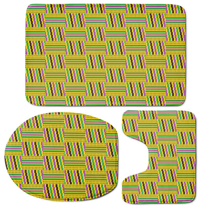 Ghana Kente Pattern Print 3 Piece Bath Mat Set