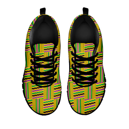 Ghana Kente Pattern Print Black Sneakers