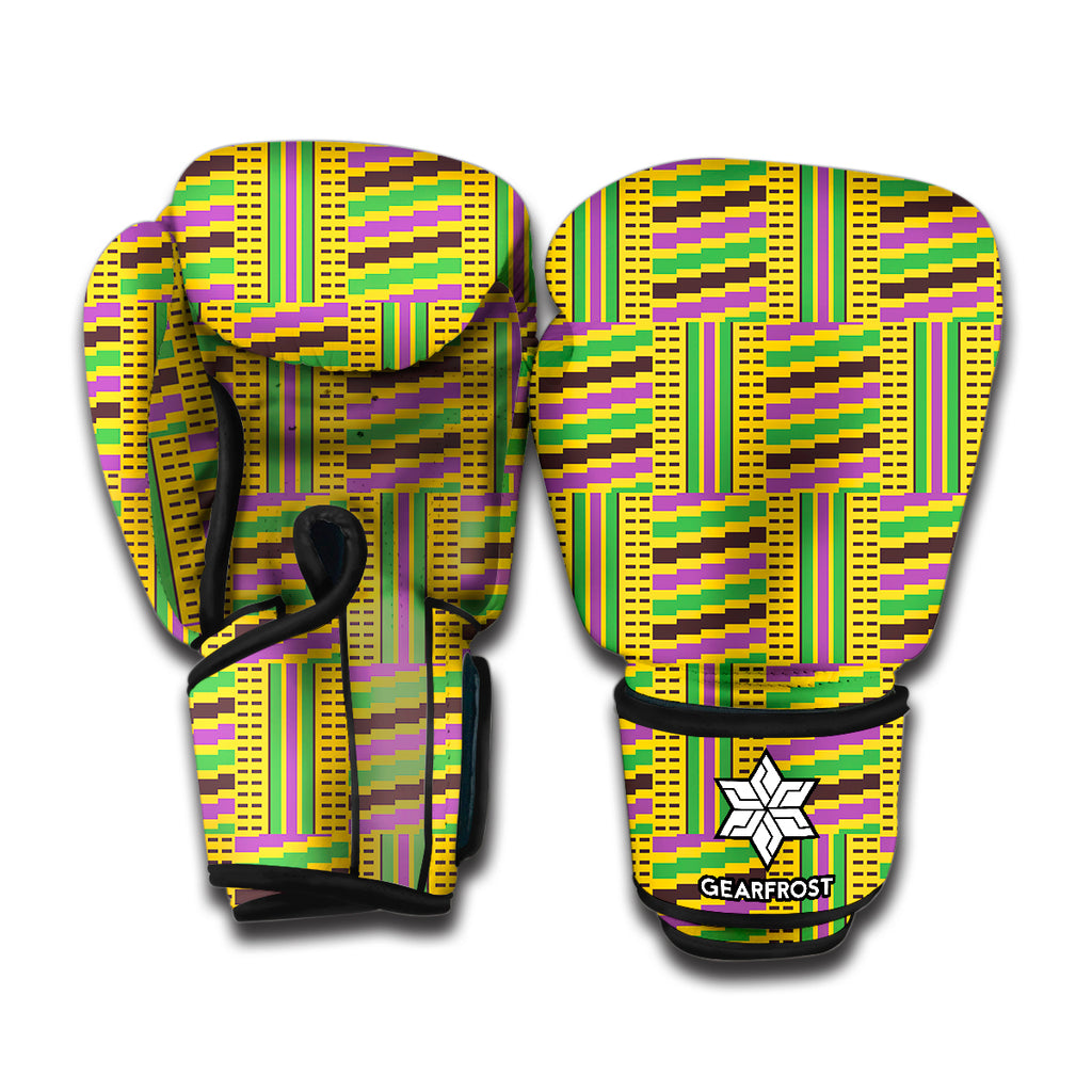 Ghana Kente Pattern Print Boxing Gloves