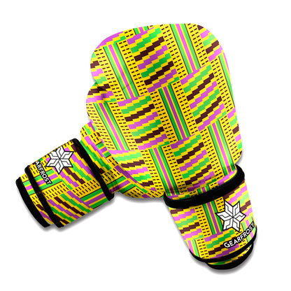 Ghana Kente Pattern Print Boxing Gloves