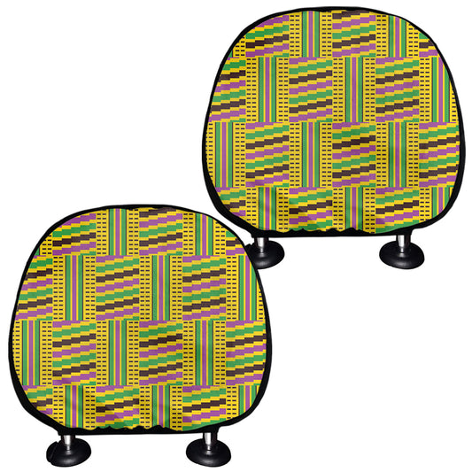 Ghana Kente Pattern Print Car Headrest Covers