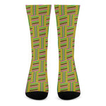 Ghana Kente Pattern Print Crew Socks