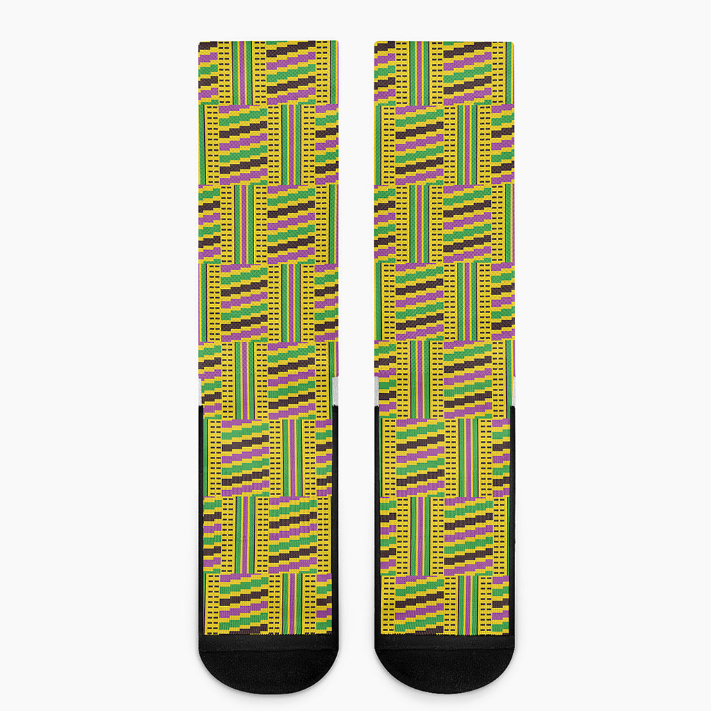 Ghana Kente Pattern Print Crew Socks