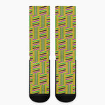 Ghana Kente Pattern Print Crew Socks