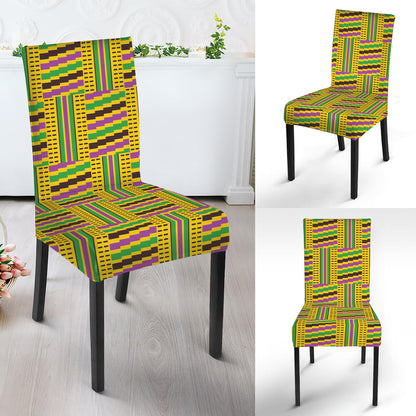 Ghana Kente Pattern Print Dining Chair Slipcover