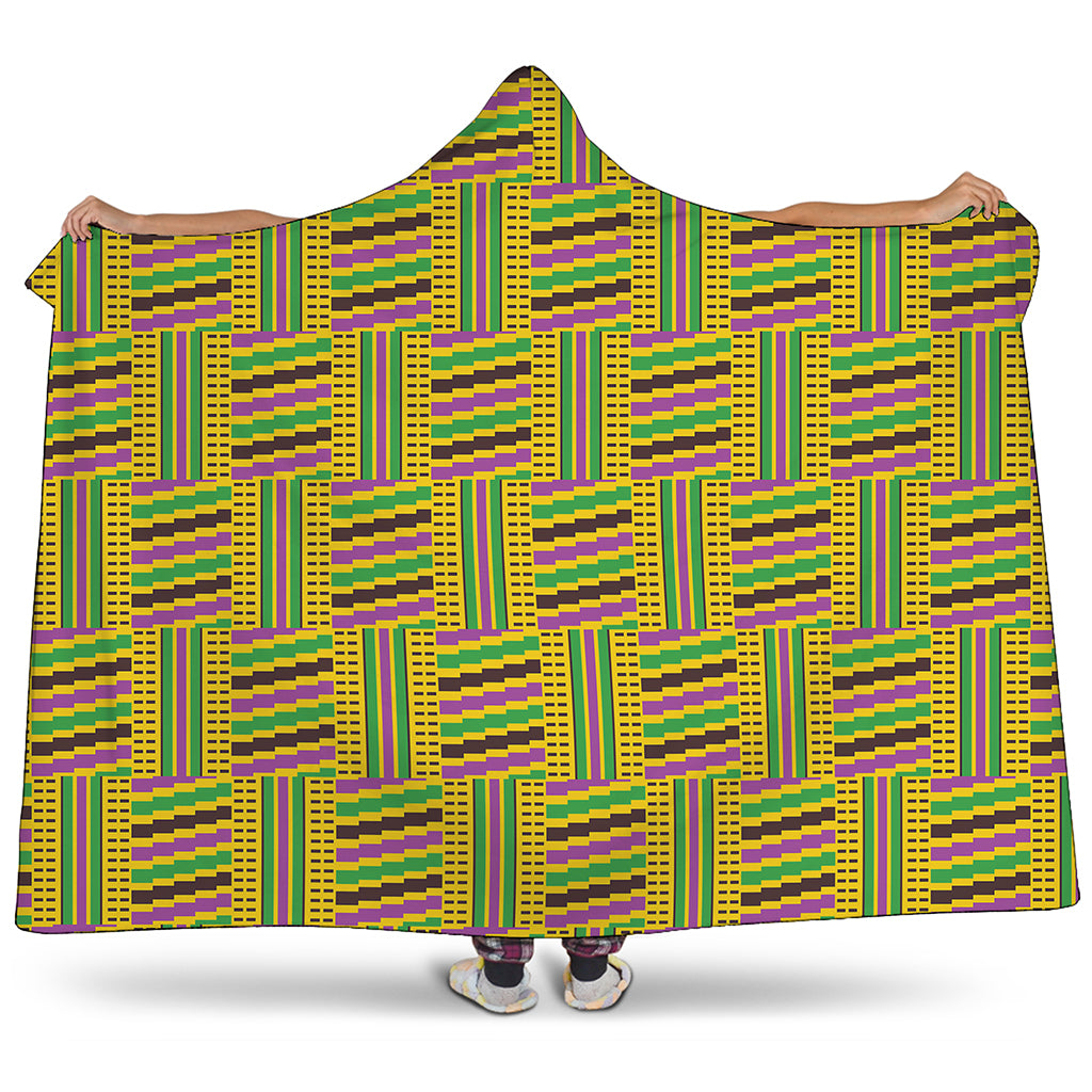 Ghana Kente Pattern Print Hooded Blanket
