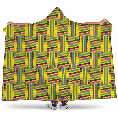 Ghana Kente Pattern Print Hooded Blanket