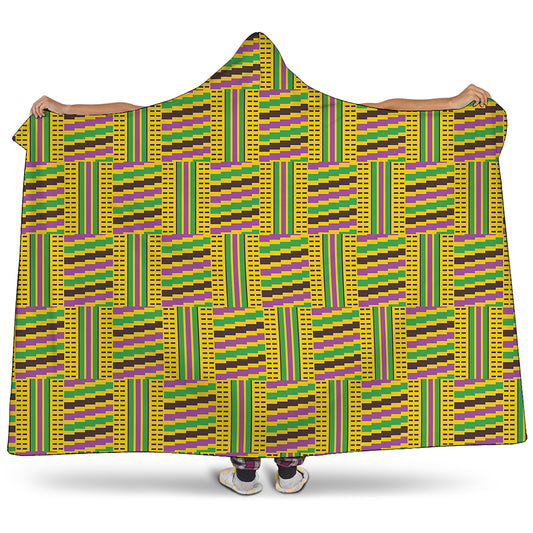Ghana Kente Pattern Print Hooded Blanket