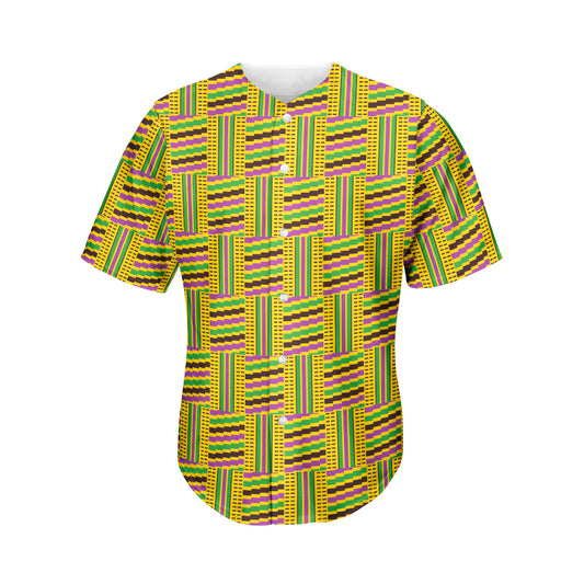 Ghana Kente Pattern Print Men's Baseball Jersey