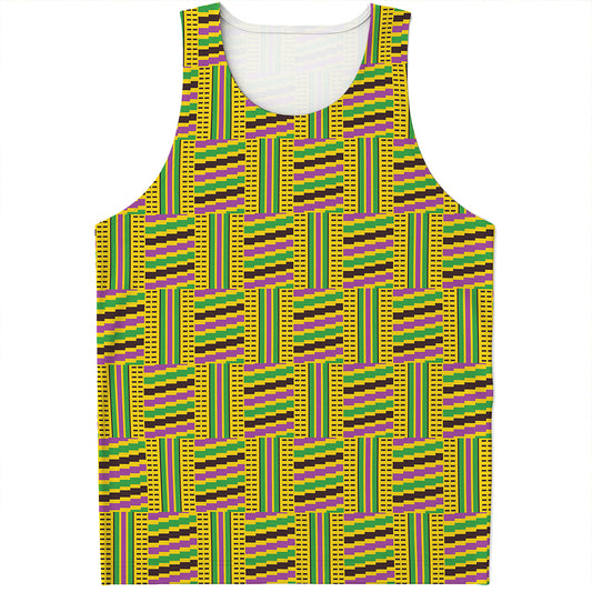 Ghana Kente Pattern Print Men's Tank Top