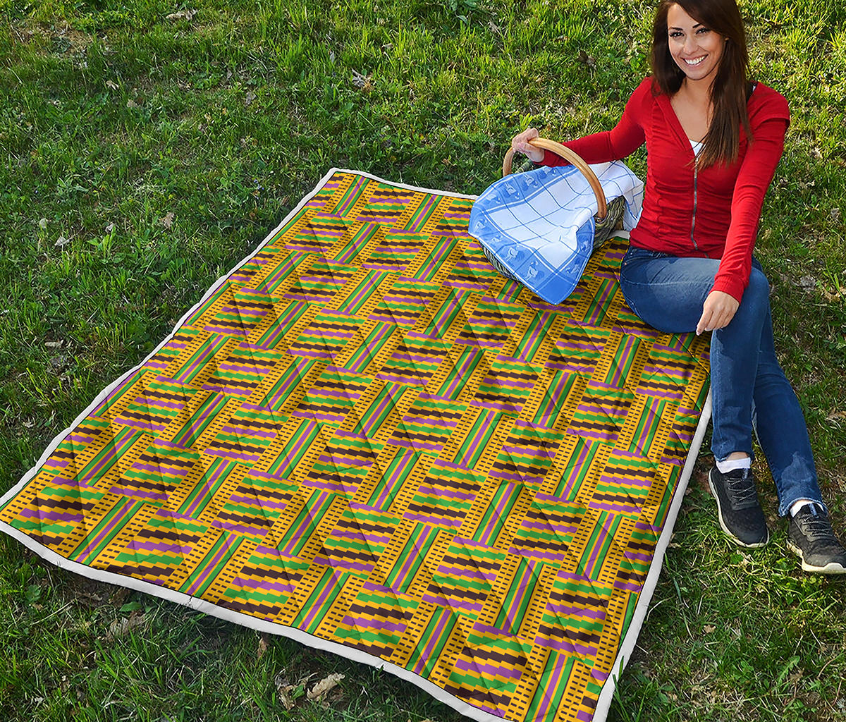 Ghana Kente Pattern Print Quilt