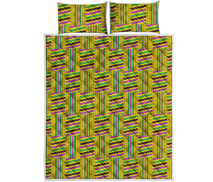 Ghana Kente Pattern Print Quilt Bed Set