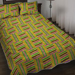 Ghana Kente Pattern Print Quilt Bed Set