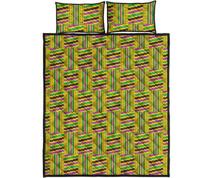 Ghana Kente Pattern Print Quilt Bed Set