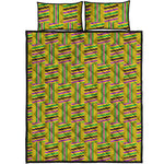Ghana Kente Pattern Print Quilt Bed Set