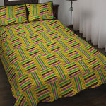 Ghana Kente Pattern Print Quilt Bed Set