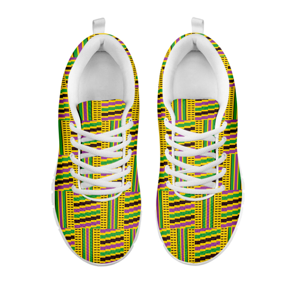 Ghana Kente Pattern Print White Sneakers