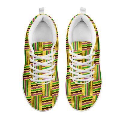 Ghana Kente Pattern Print White Sneakers