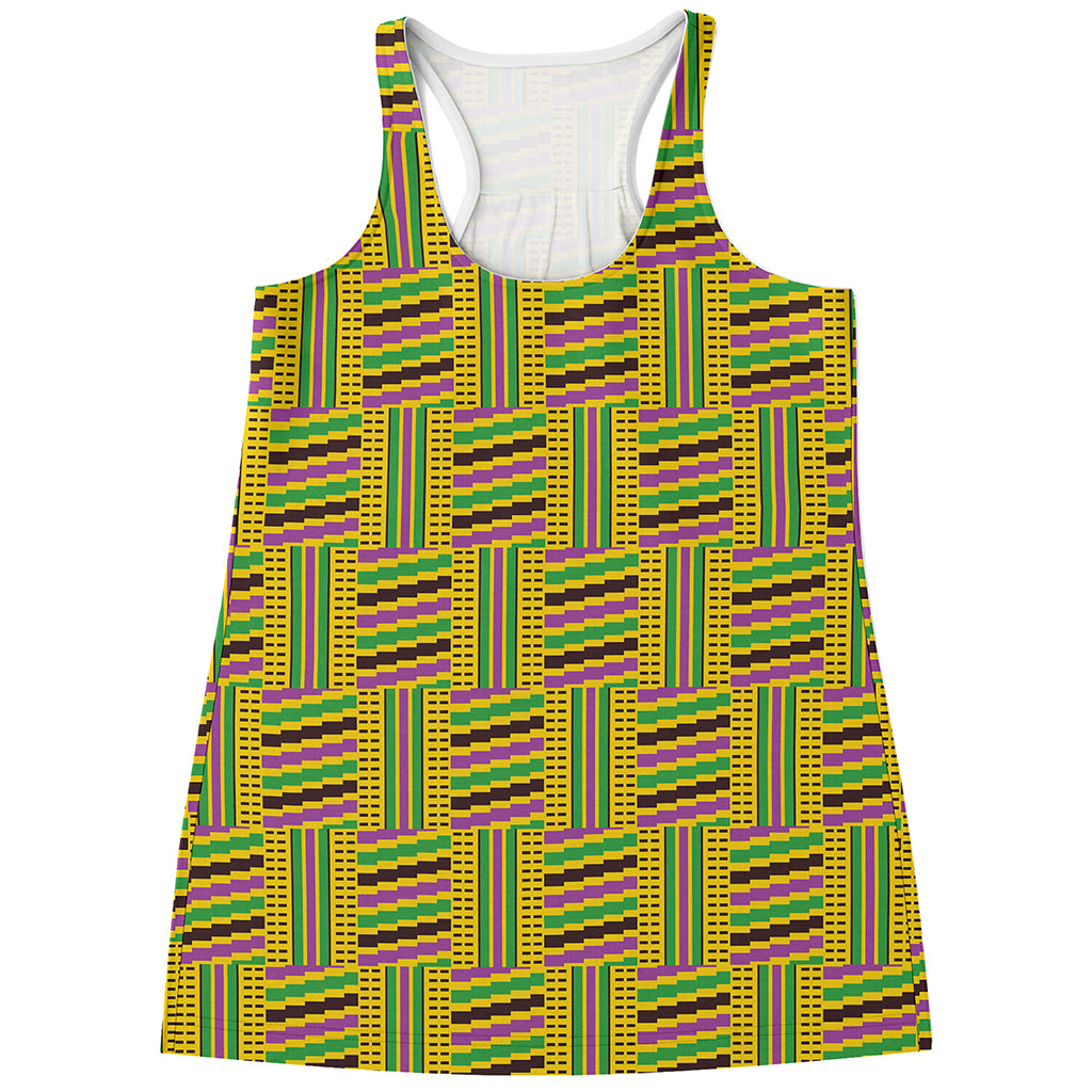 Ghana Kente Pattern Print Women's Racerback Tank Top