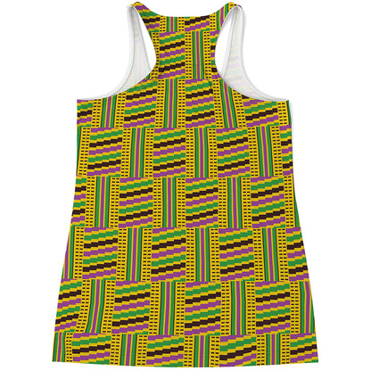 Ghana Kente Pattern Print Women's Racerback Tank Top