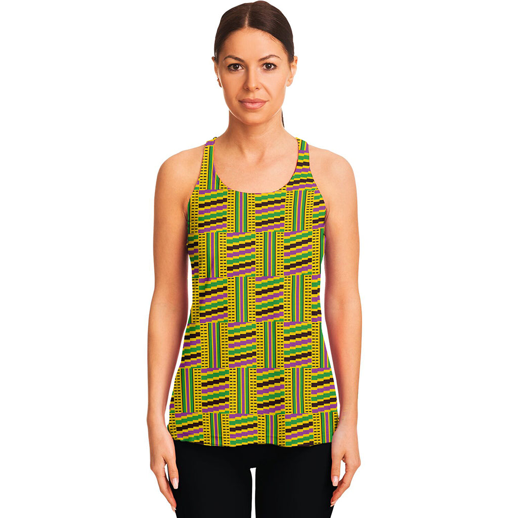 Ghana Kente Pattern Print Women's Racerback Tank Top