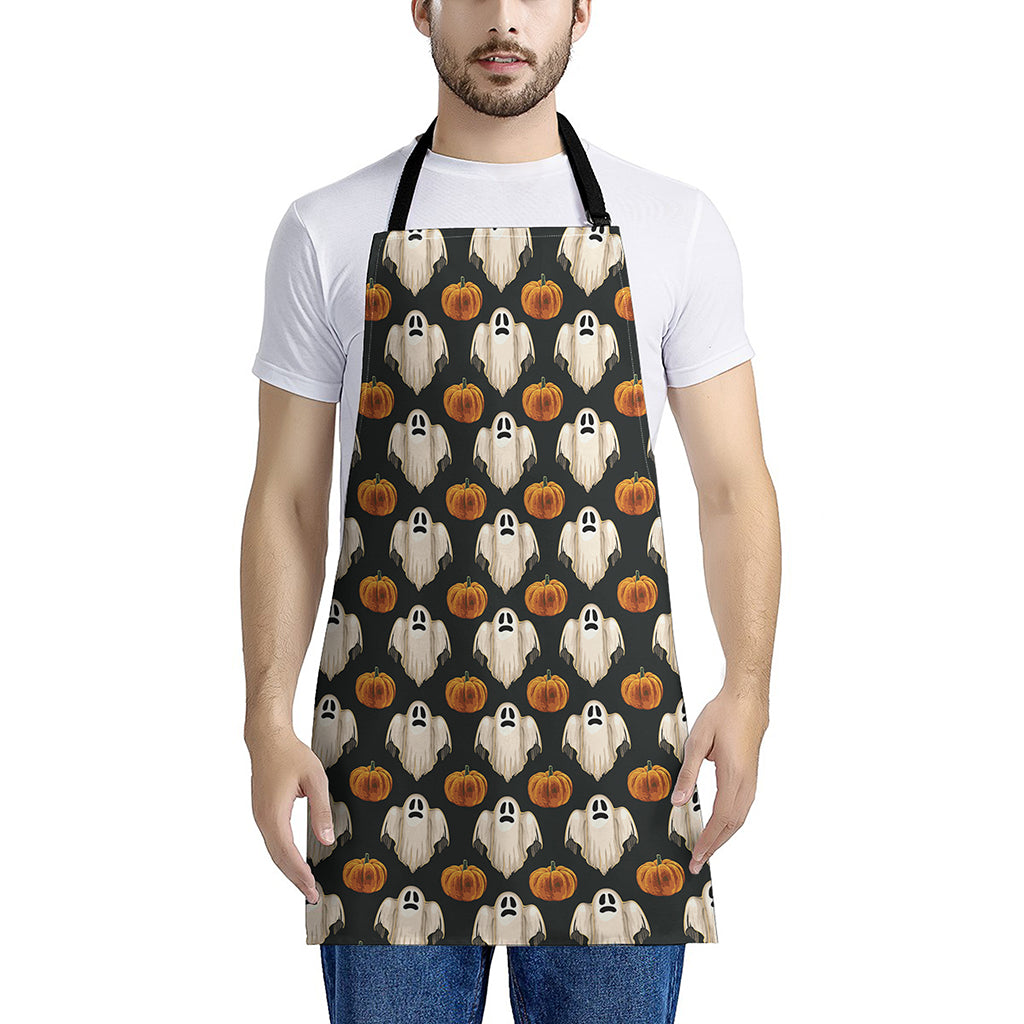 Ghost And Pumpkin Pattern Print Apron