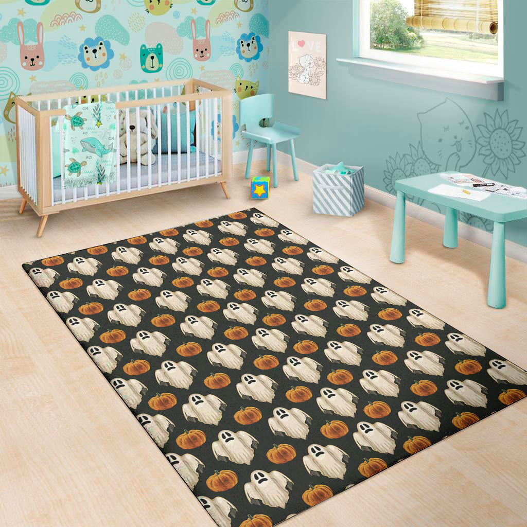 Ghost And Pumpkin Pattern Print Area Rug