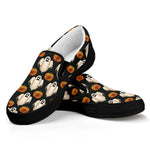 Ghost And Pumpkin Pattern Print Black Slip On Shoes