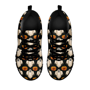 Ghost And Pumpkin Pattern Print Black Sneakers