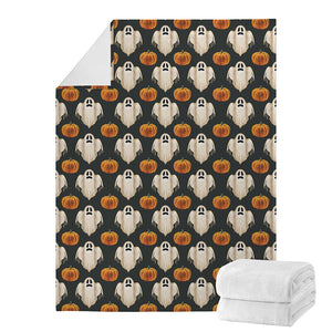 Ghost And Pumpkin Pattern Print Blanket