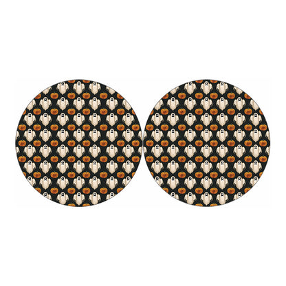 Ghost And Pumpkin Pattern Print Car Coasters