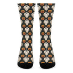 Ghost And Pumpkin Pattern Print Crew Socks