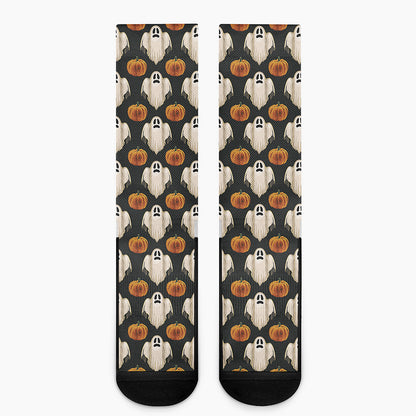 Ghost And Pumpkin Pattern Print Crew Socks