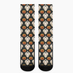 Ghost And Pumpkin Pattern Print Crew Socks