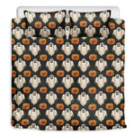 Ghost And Pumpkin Pattern Print Duvet Cover Bedding Set