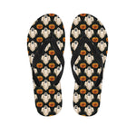 Ghost And Pumpkin Pattern Print Flip Flops