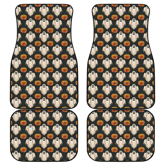 Ghost And Pumpkin Pattern Print Front and Back Car Floor Mats