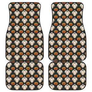 Ghost And Pumpkin Pattern Print Front and Back Car Floor Mats