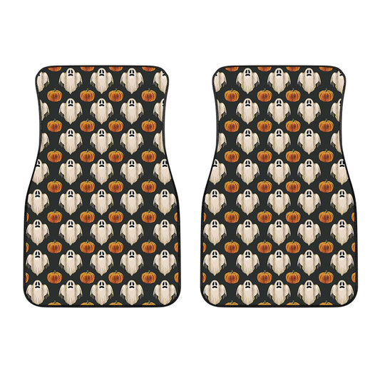 Ghost And Pumpkin Pattern Print Front Car Floor Mats