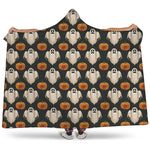 Ghost And Pumpkin Pattern Print Hooded Blanket