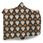 Ghost And Pumpkin Pattern Print Hooded Blanket