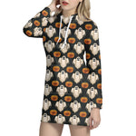 Ghost And Pumpkin Pattern Print Hoodie Dress