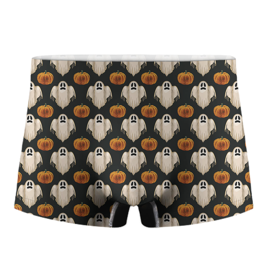 Ghost And Pumpkin Pattern Print Men's Boxer Briefs