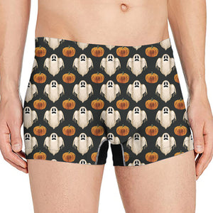 Ghost And Pumpkin Pattern Print Men's Boxer Briefs