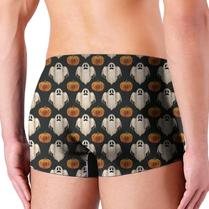 Ghost And Pumpkin Pattern Print Men's Boxer Briefs