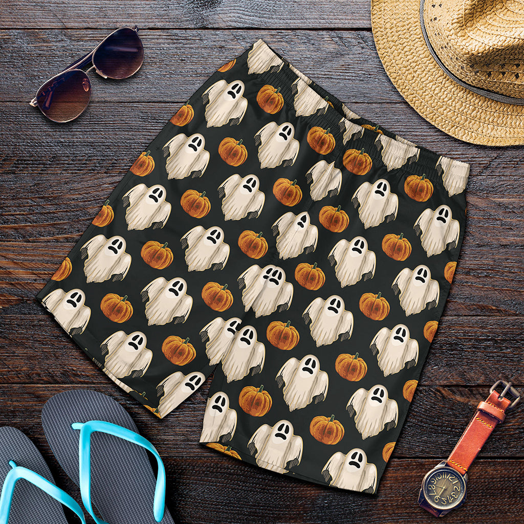 Ghost And Pumpkin Pattern Print Men's Shorts