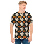 Ghost And Pumpkin Pattern Print Men's T-Shirt